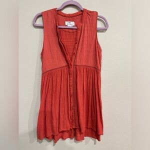 Anthropologie Orange Button Down Blouse